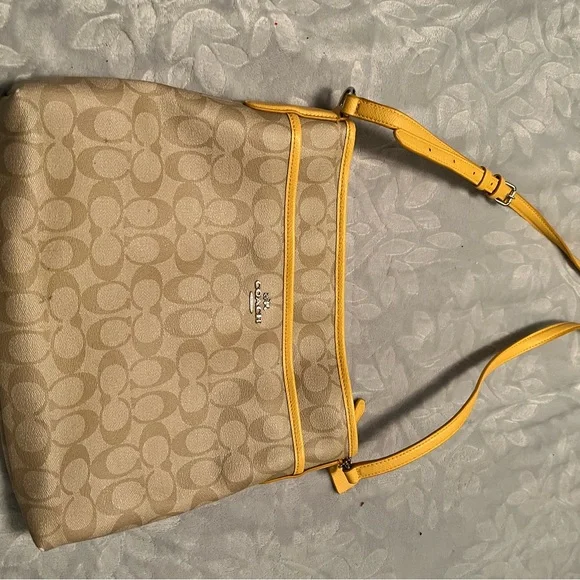 Coach Beige and Yellow Crossbody Bag - Picture 2 of 5